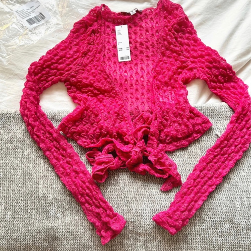 Urban Outfitters Textured Wrap Crop Top Wrap Size Medium